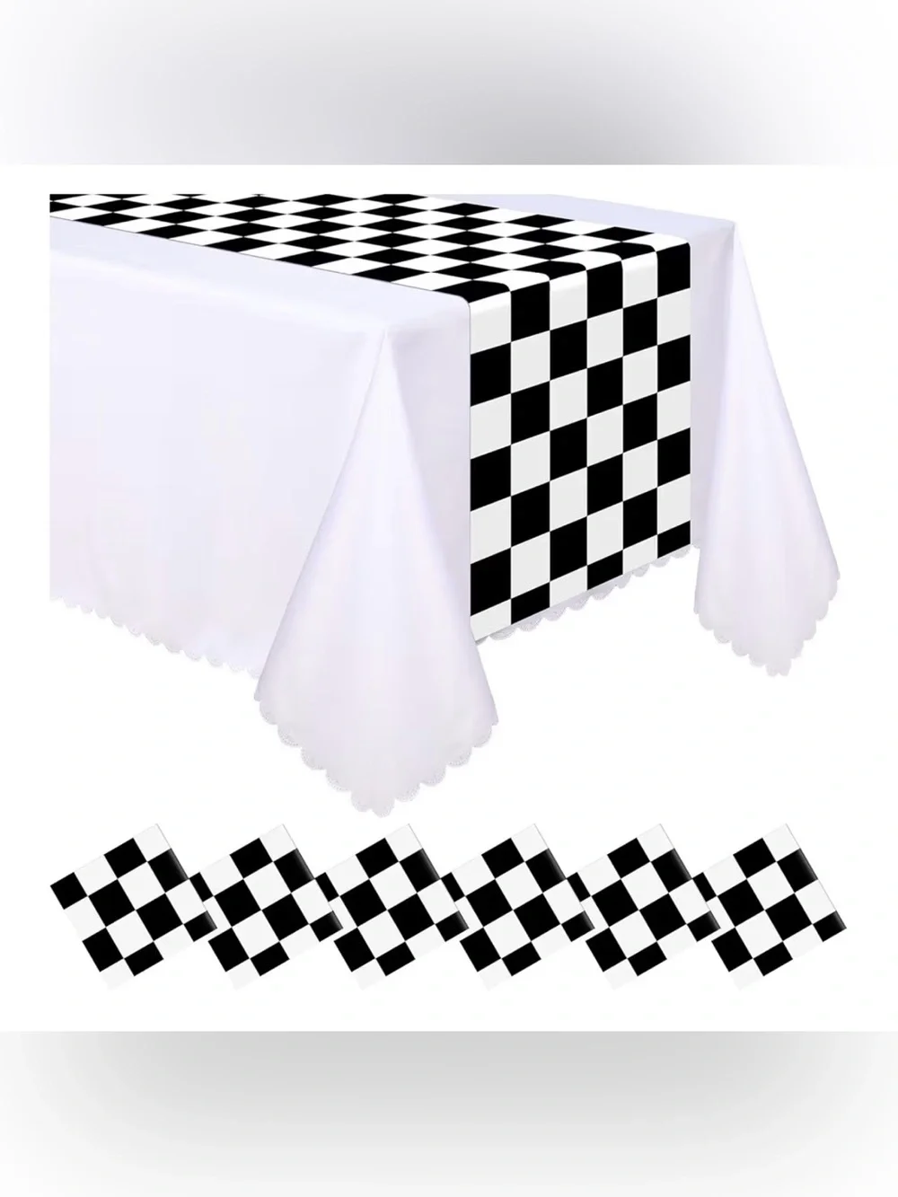 6 Pcs Plastic Checkered Table Runner 14 X 108 Inch Racetrack Road Table Runner